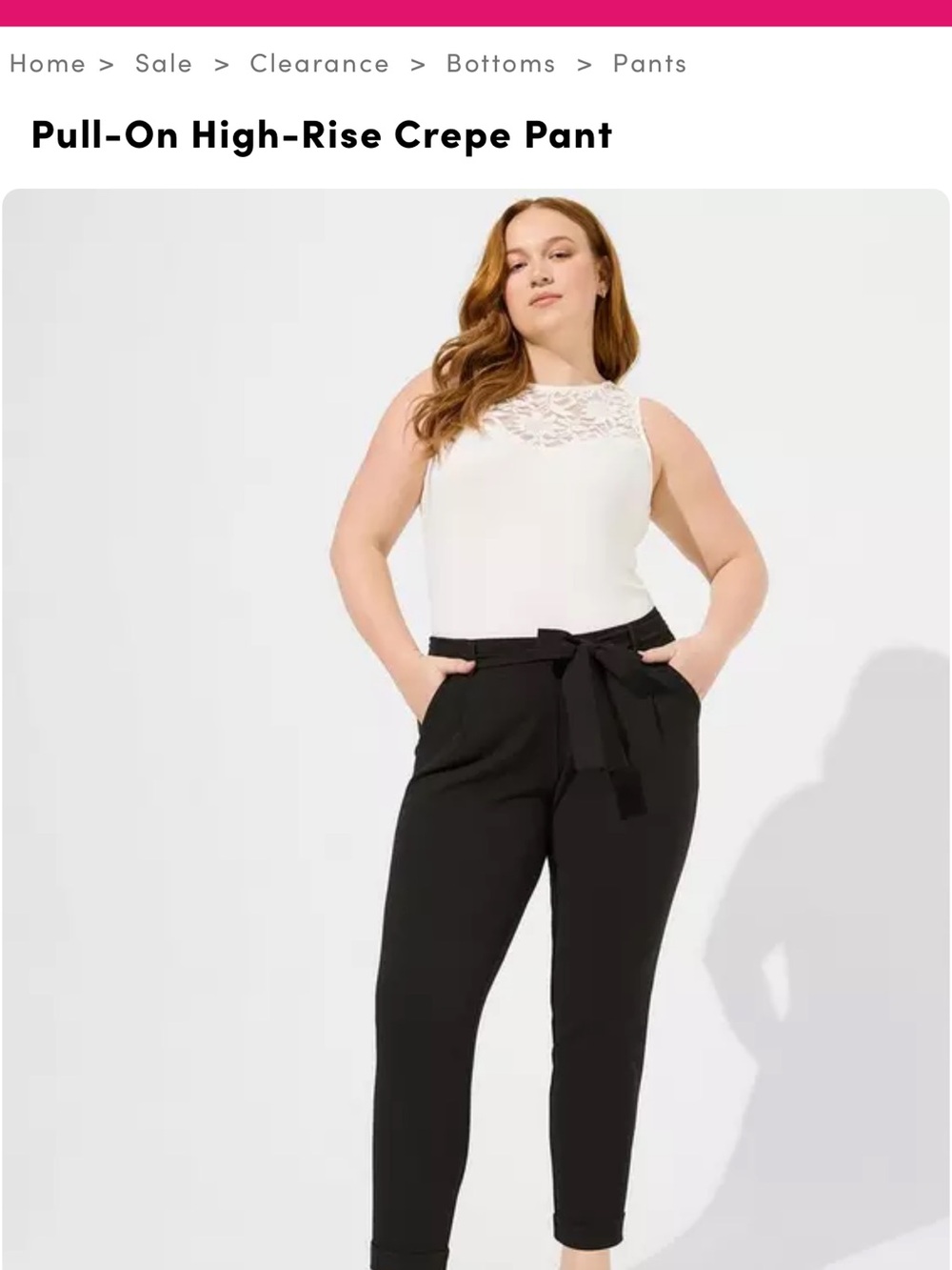 torrid Black High-Rise Pull-On Crepe Ankle Pant